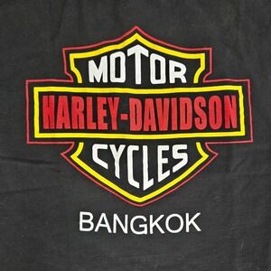 Harley Davidson Cycles Bangkok Graphic T-Shirt Adult Size M Black Peace Brand‎